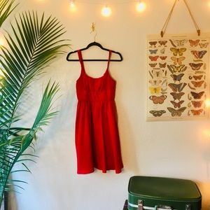 Anthropology silk red sun dress